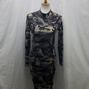 AKIRA black label camo Now You See Me standing seam bodycon dress L